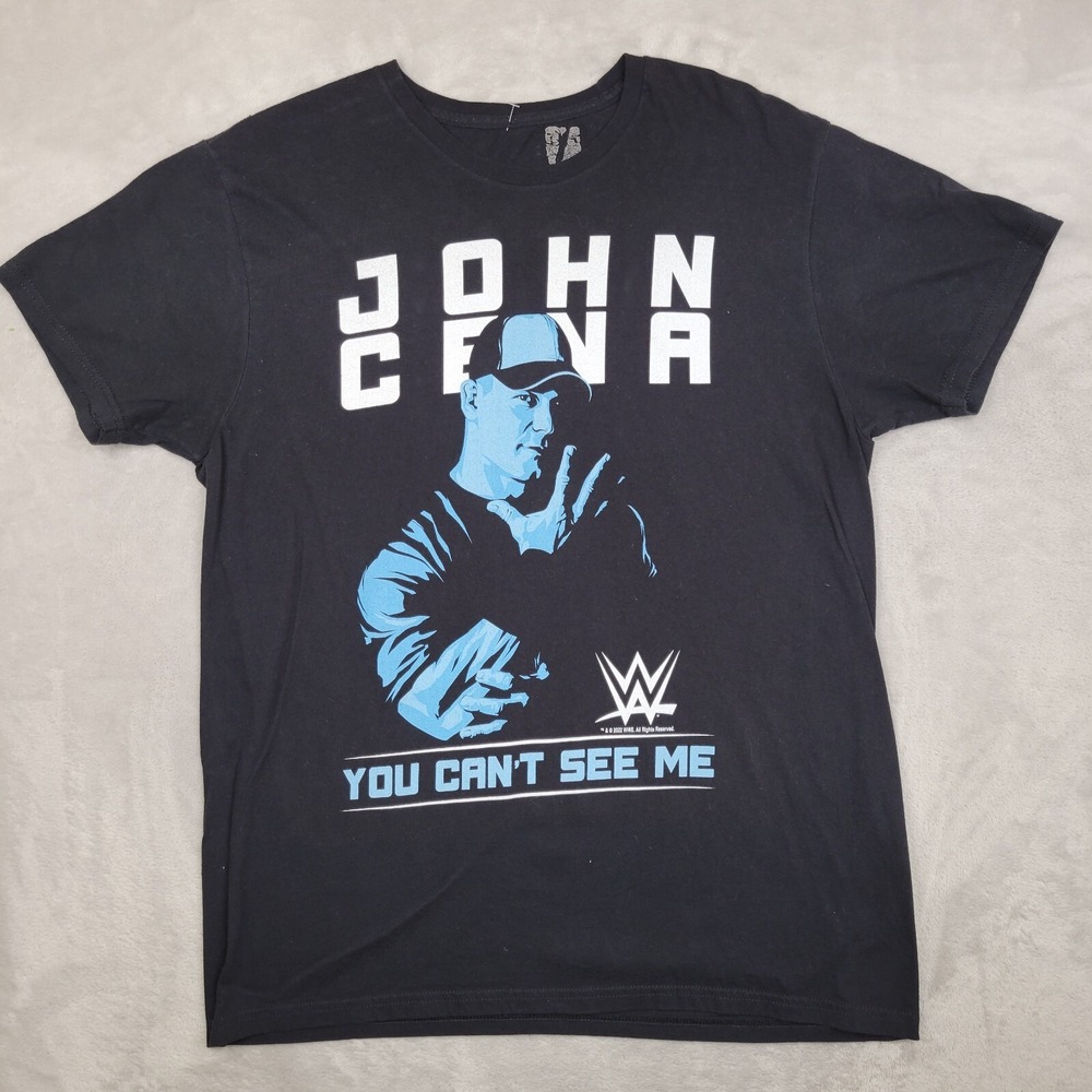 WWE Shirt Men Large Short Sleeve Crewneck John Cena You Can't See Me Black Adult
